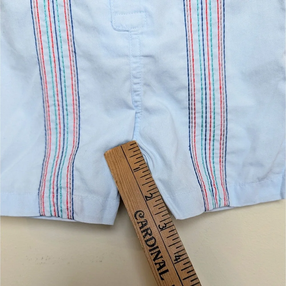 Vintage OLD NAVY Guayabera Stitched Cuban One-Piece Shorty Romper 6-12Months NWT